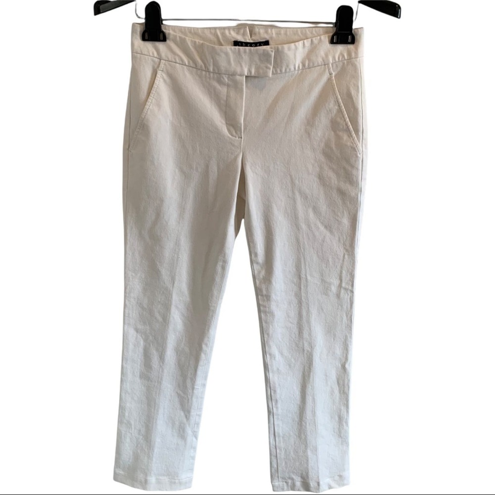 Theory Women's White Stretchy Pants Size 4